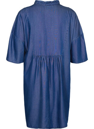 Dress with 3/4 sleeves in lyocell (TENCEL™), Blue denim, Packshot image number 1