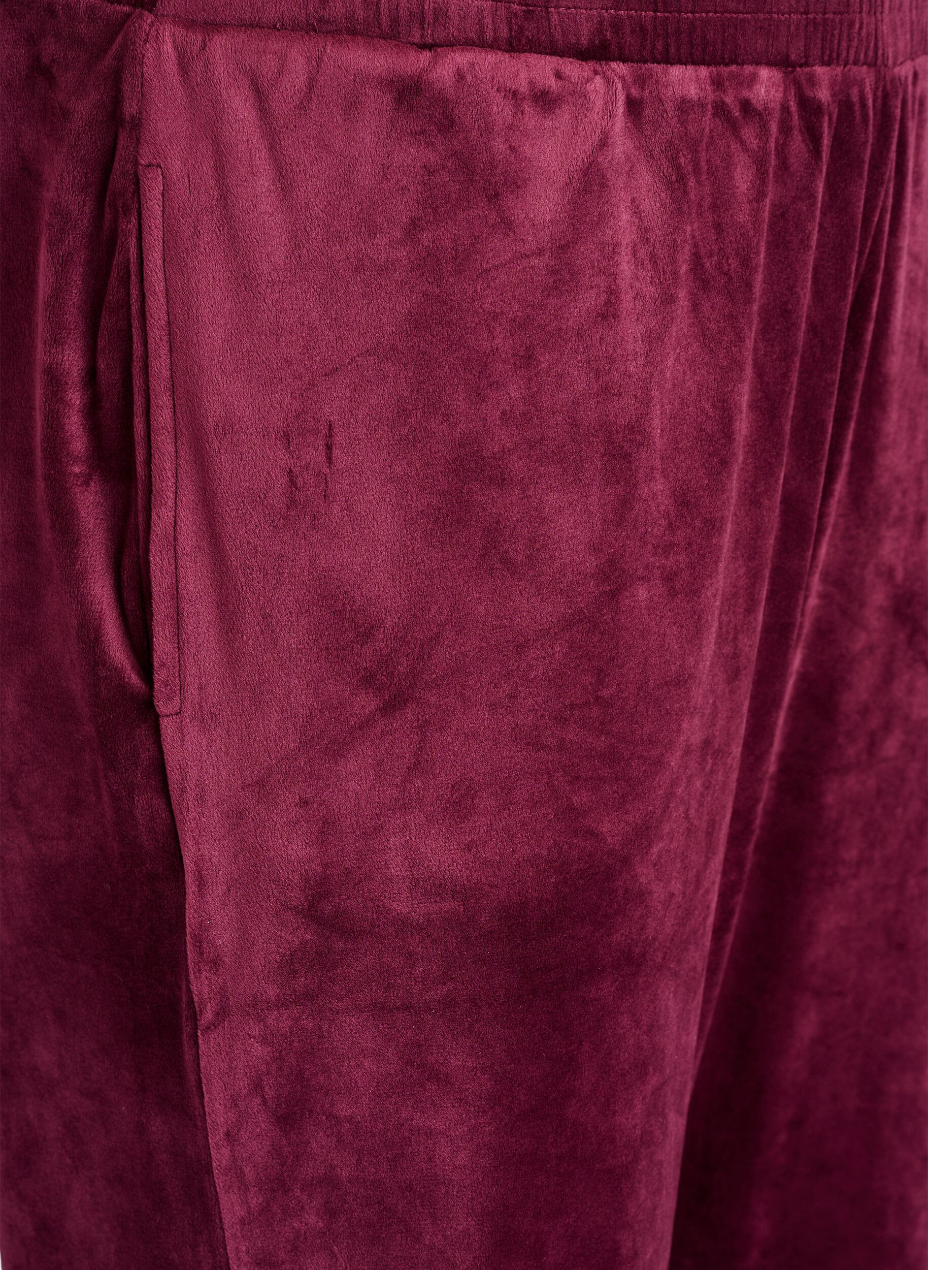 Zizzifashion Loose velvet trousers, Dark Bordeaux, Packshot image number 2