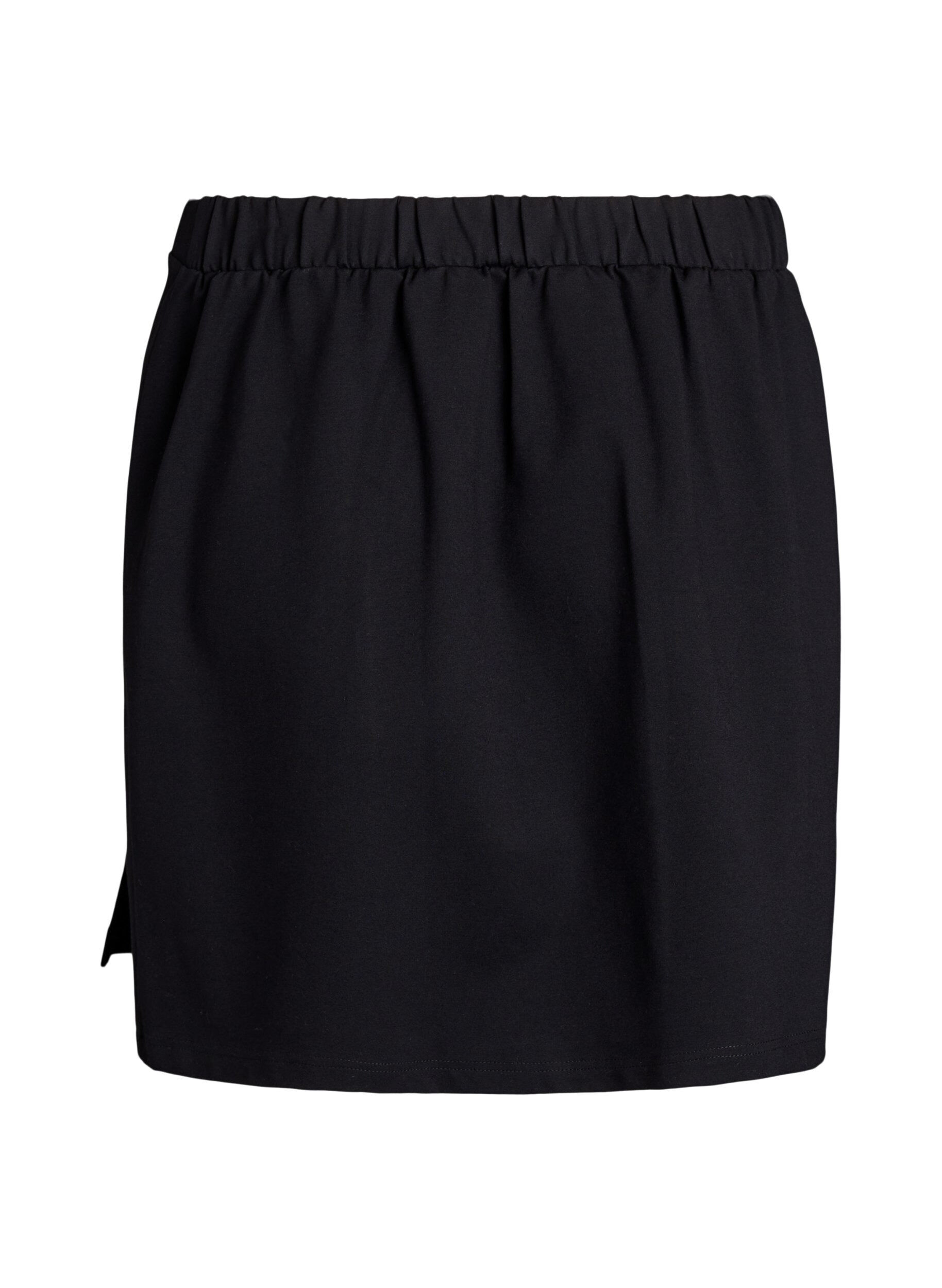 Zizzifashion Short jersey skirt with slit, Black, Packshot image number 1