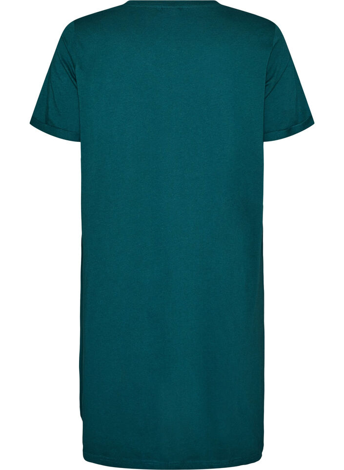Short-sleeved nightgown in organic cotton, Green, Packshot image number 1