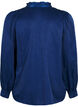 Long-sleeved blouse with ruffles and v-neck, Estate Blue, Packshot image number 1