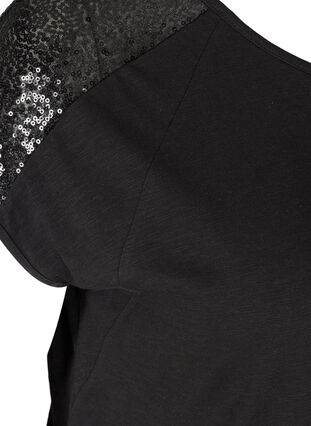 Short-sleeved sequined t-shirt, Black, Packshot image number 3