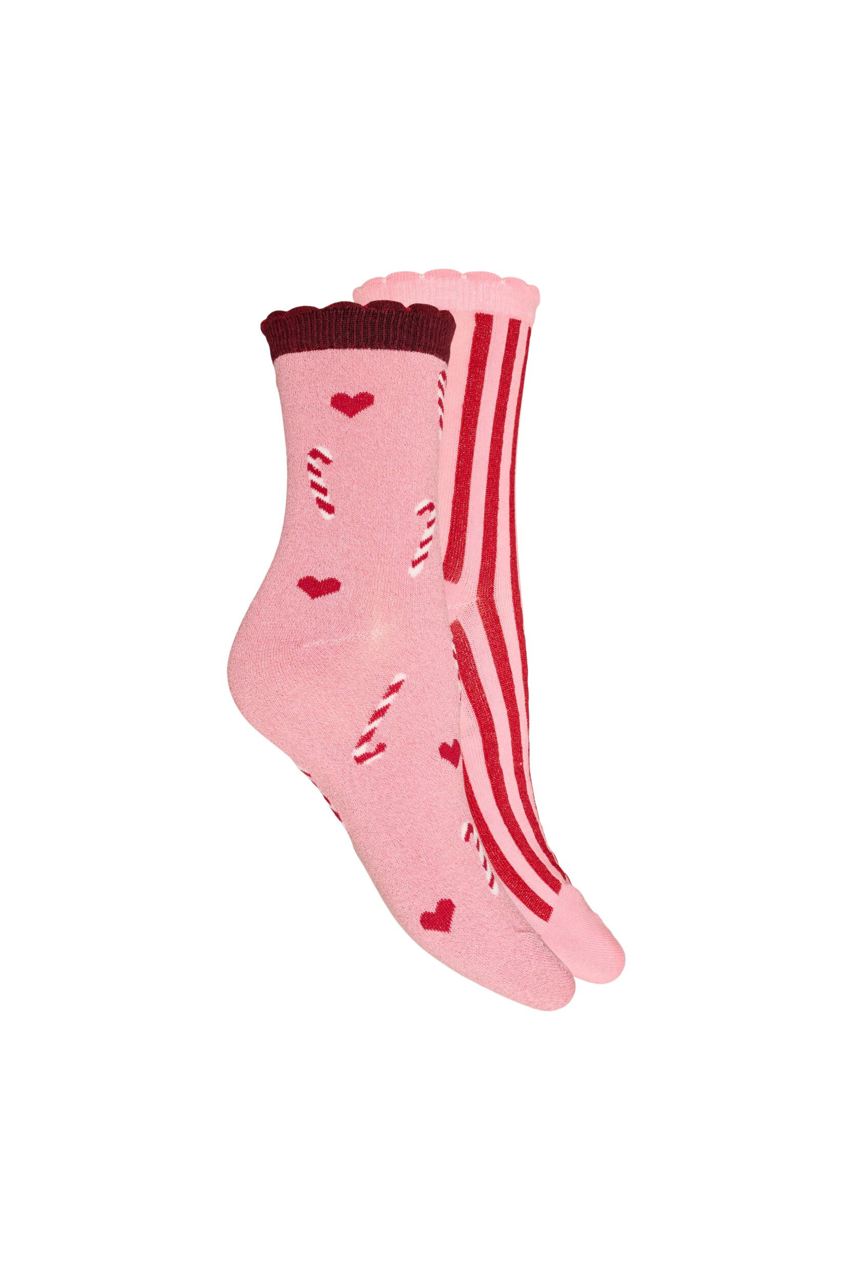 Zizzifashion2-pack Christmas socks, Pink, Packshot image number 1
