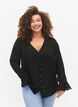 Long-sleeved shirt with jacquard look, Black, Model image number 0