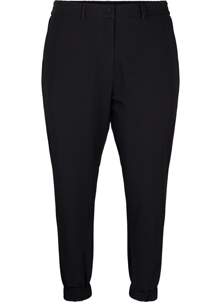 Trousers with elasticated waist and ankle, Black, Packshot image number 0