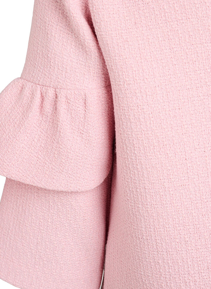 Boucl&eacute; jacket with ruffle details, Pink, Packshot image number 4