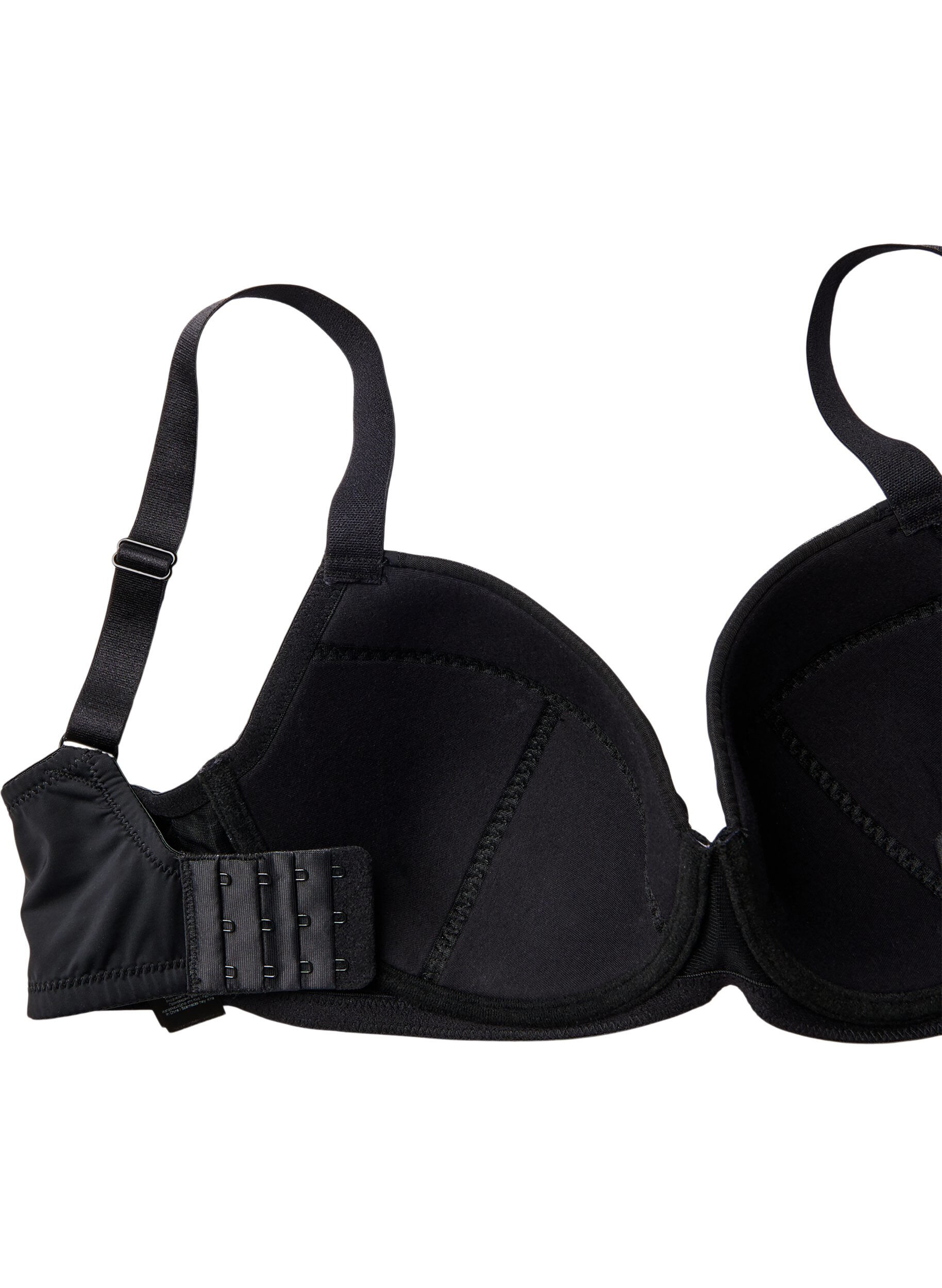 Zizzifashion Padded bra with floral embroidery, Black, Packshot image number 3