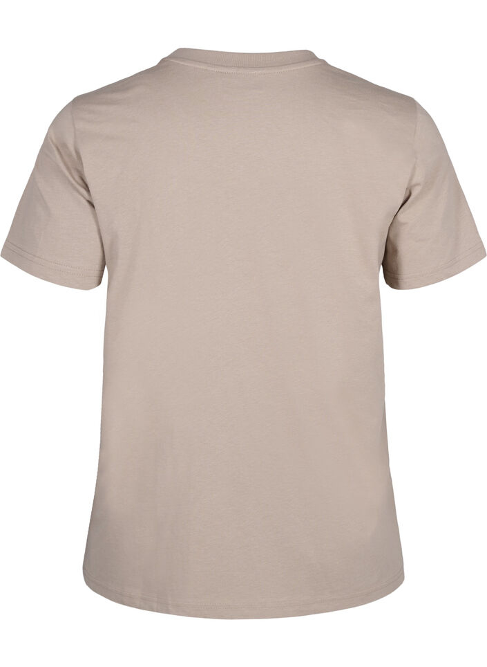 Basic cotton T-shirt with round neck, Beige, Packshot image number 1
