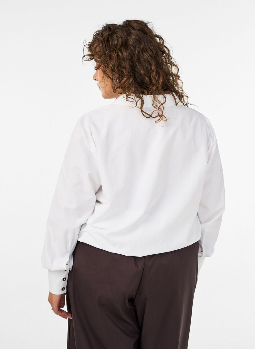 Shirt with chest pocket and balloon shape, White, Model image number 2