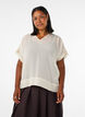 Seersucker blouse with V-neck, Beige, Model image number 0
