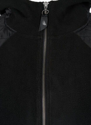 Sporty hooded fleece jacket with pockets, Black, Packshot image number 2