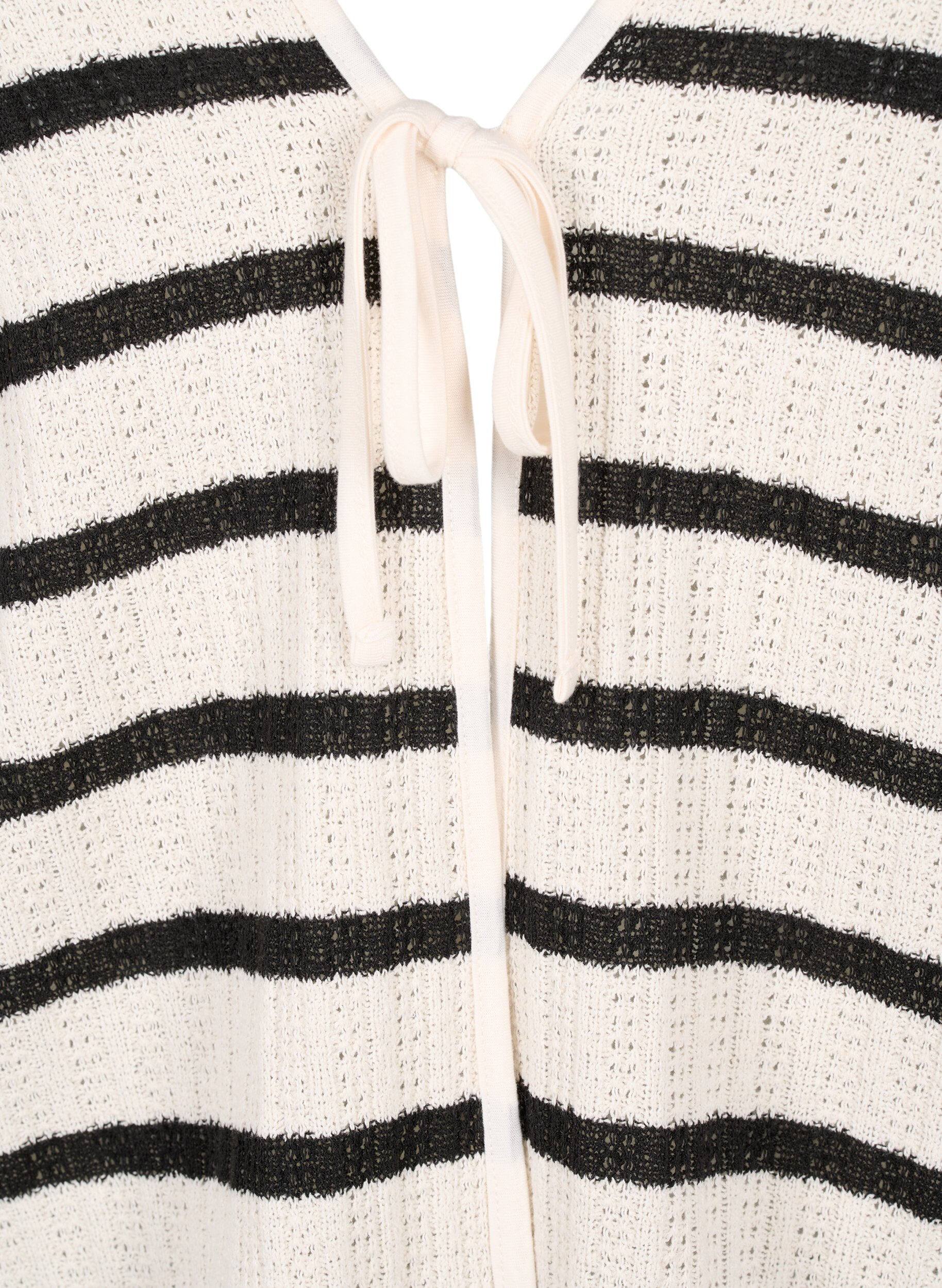Zizzifashion Striped cardigan with tie-string, Sand Black Stripe, Packshot image number 2