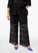 Lace trousers with a high waist and pockets, Black, Model image number 2