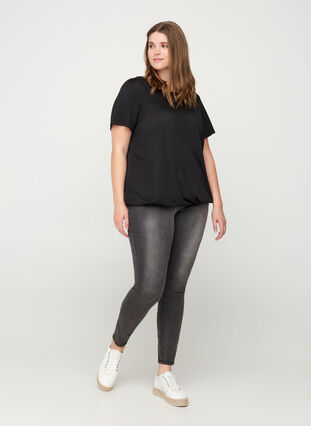 Short-sleeved textured t-shirt, Black, Model image number 2