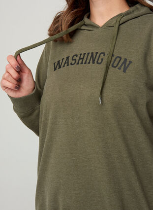 Hooded sweatshirt with print, Army Mel., Model image number 2