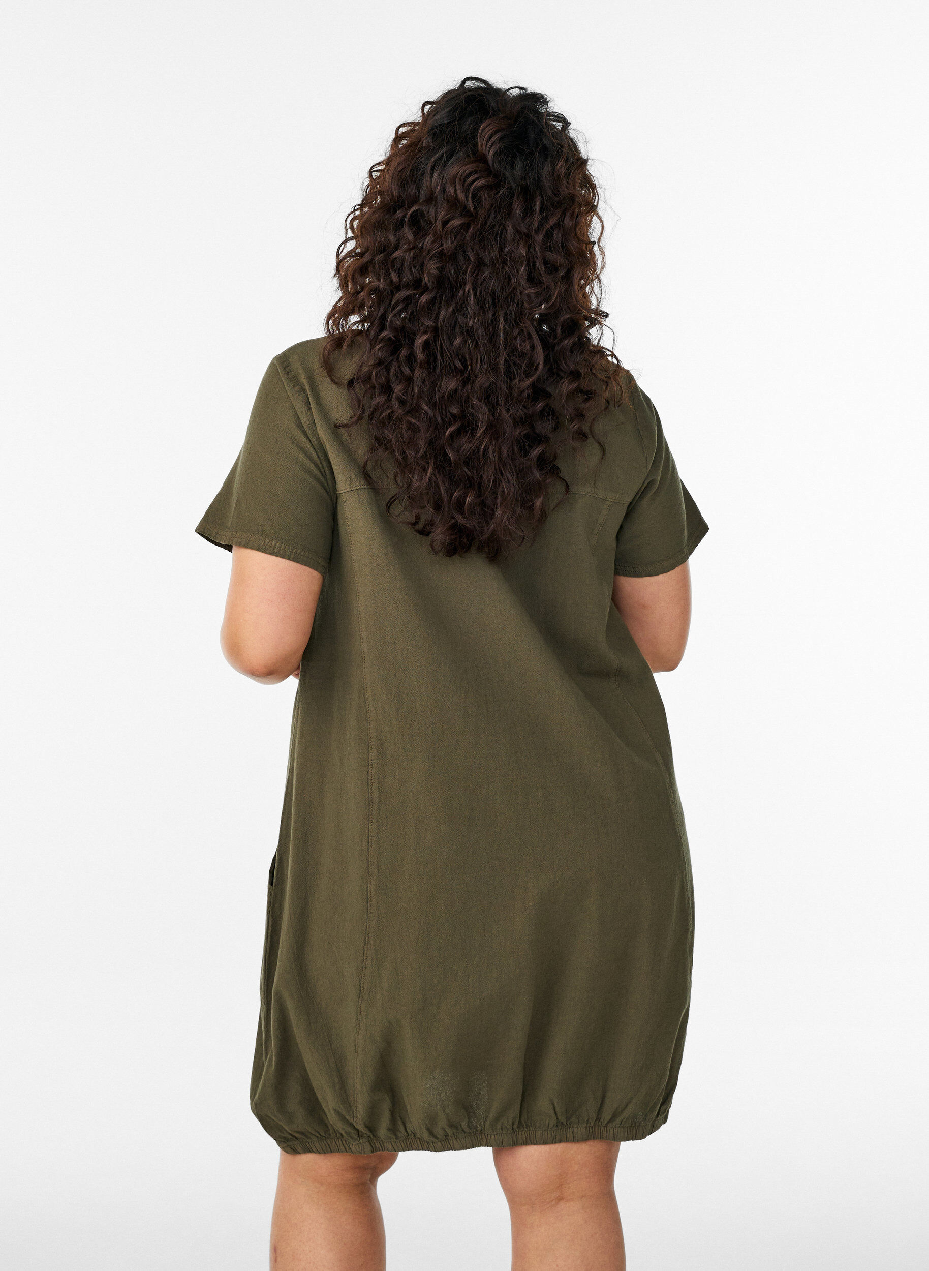 Zizzifashion Short sleeve cotton dress, Green, Model image number 2