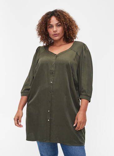 3/4-sleeved tunic with buttons, Deep Depths, Model image number 0