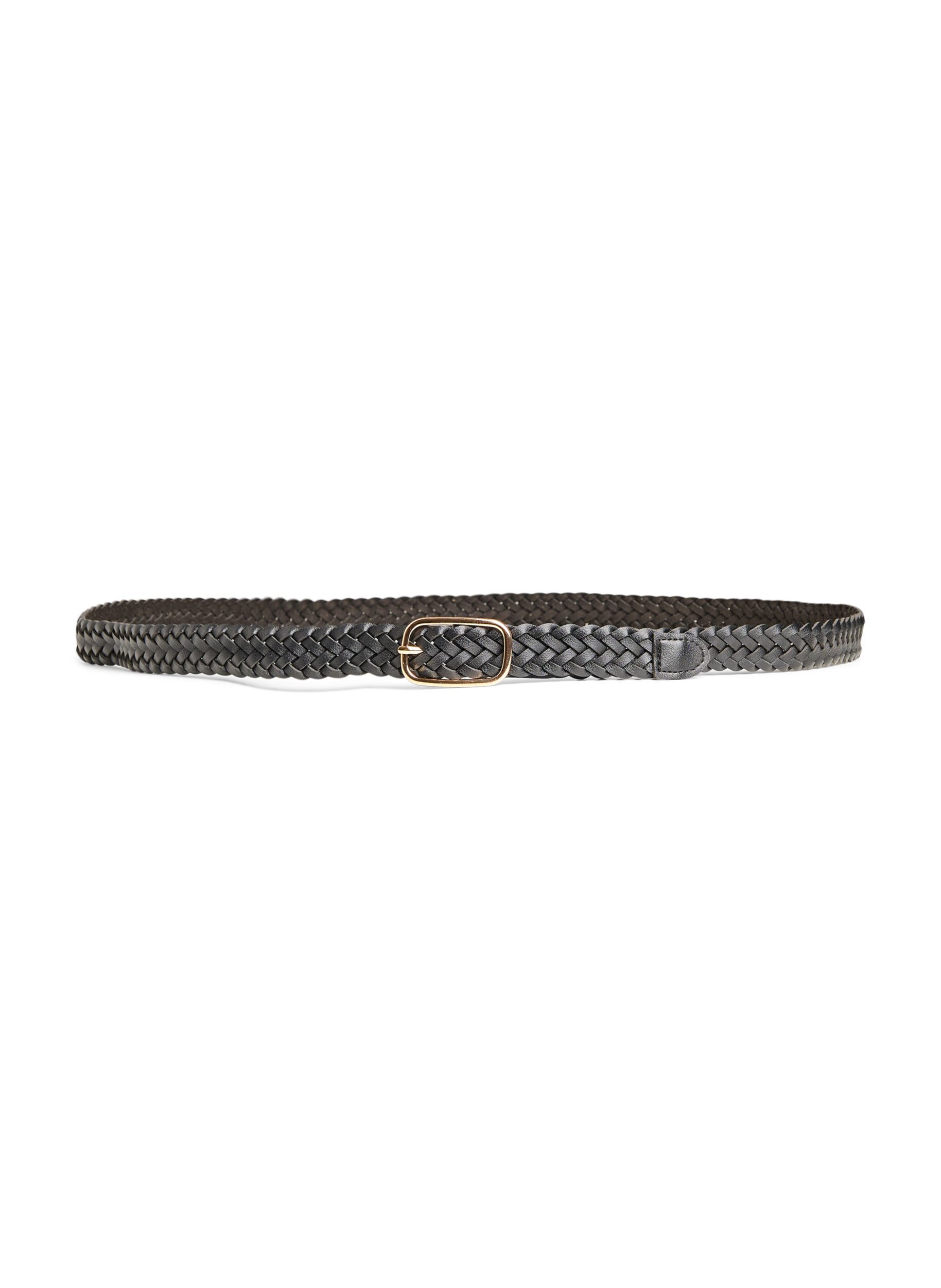 Zizzifashion Braided belt in faux leather, Black, Packshot image number 0