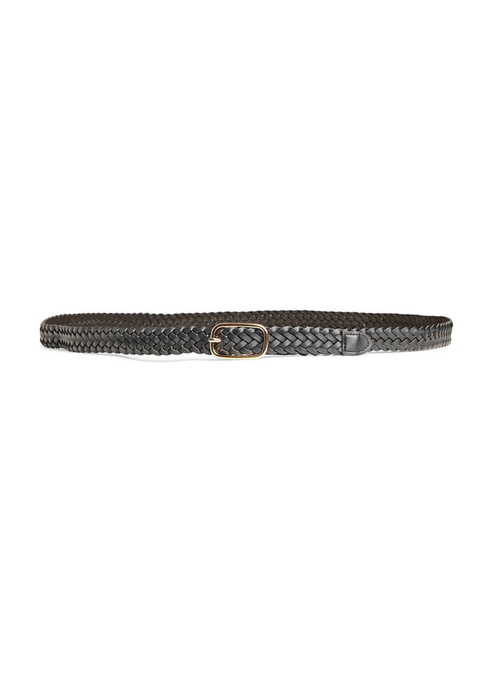 Braided belt in faux leather, Black, Packshot image number 0