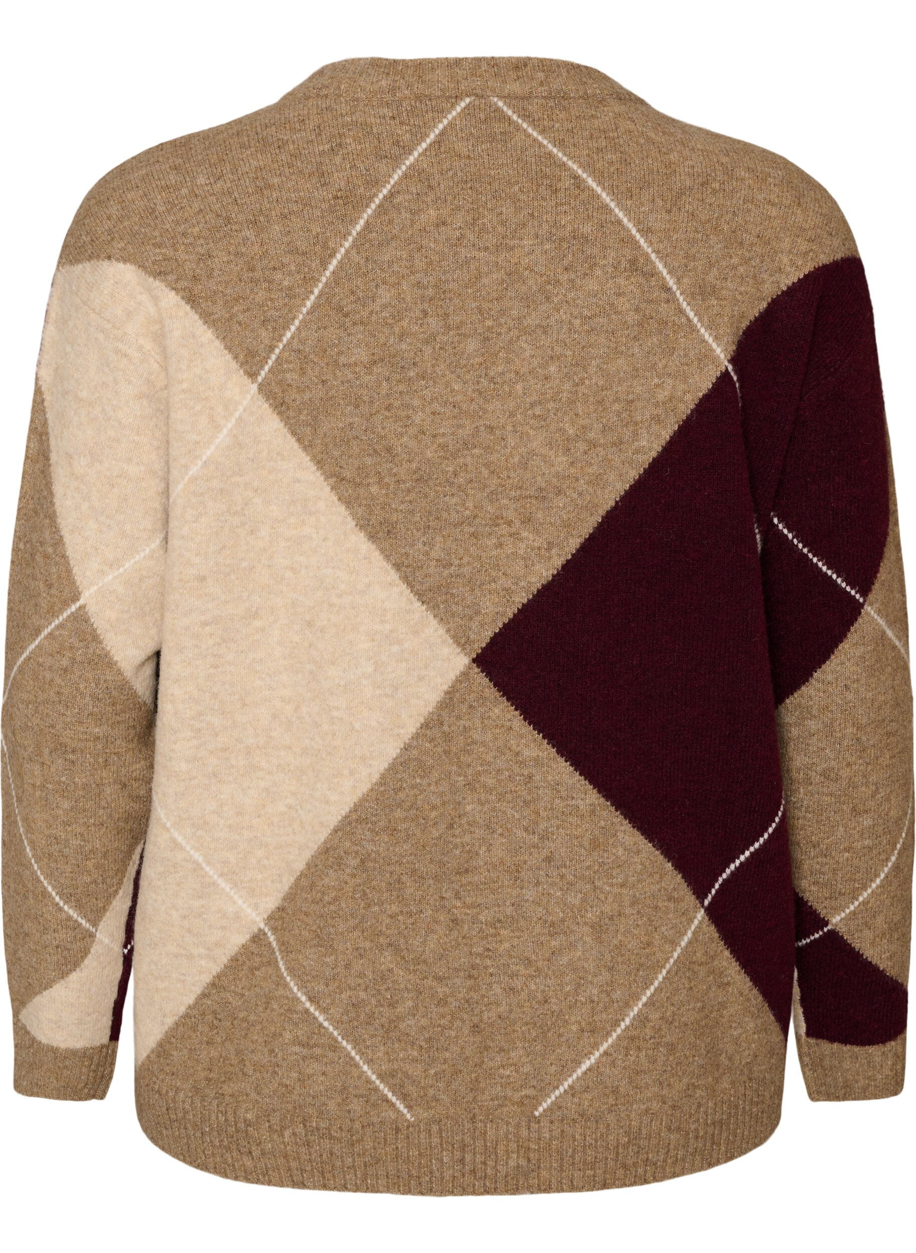 ZizzifashionKnit with harlequin pattern, Brown, Packshot image number 1