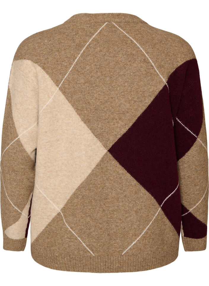 Knit with harlequin pattern, Brown, Packshot image number 1