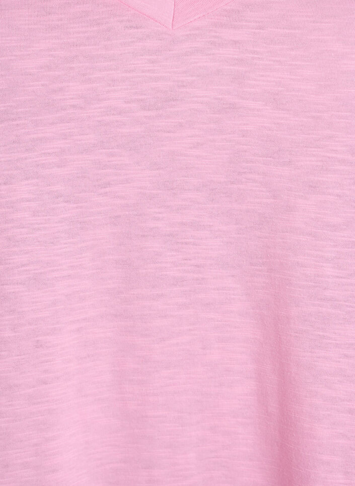 Short-sleeved basic t-shirt with v-neck, Pink, Packshot image number 2