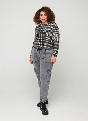 Checked blouse with long sleeves, Check, Model image number 2