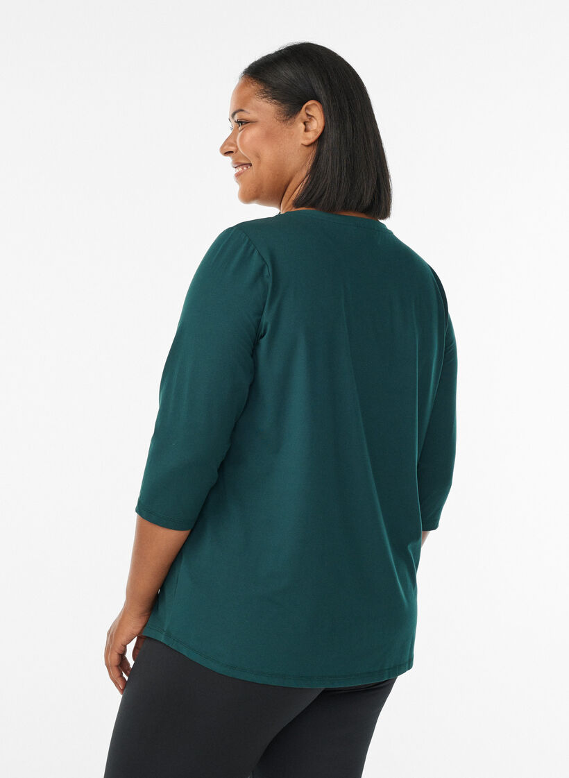Workout top with 3/4 sleeves, Green, Model image number 2