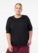 Fine-knit blouse with short sleeves., Black, Model image number 0