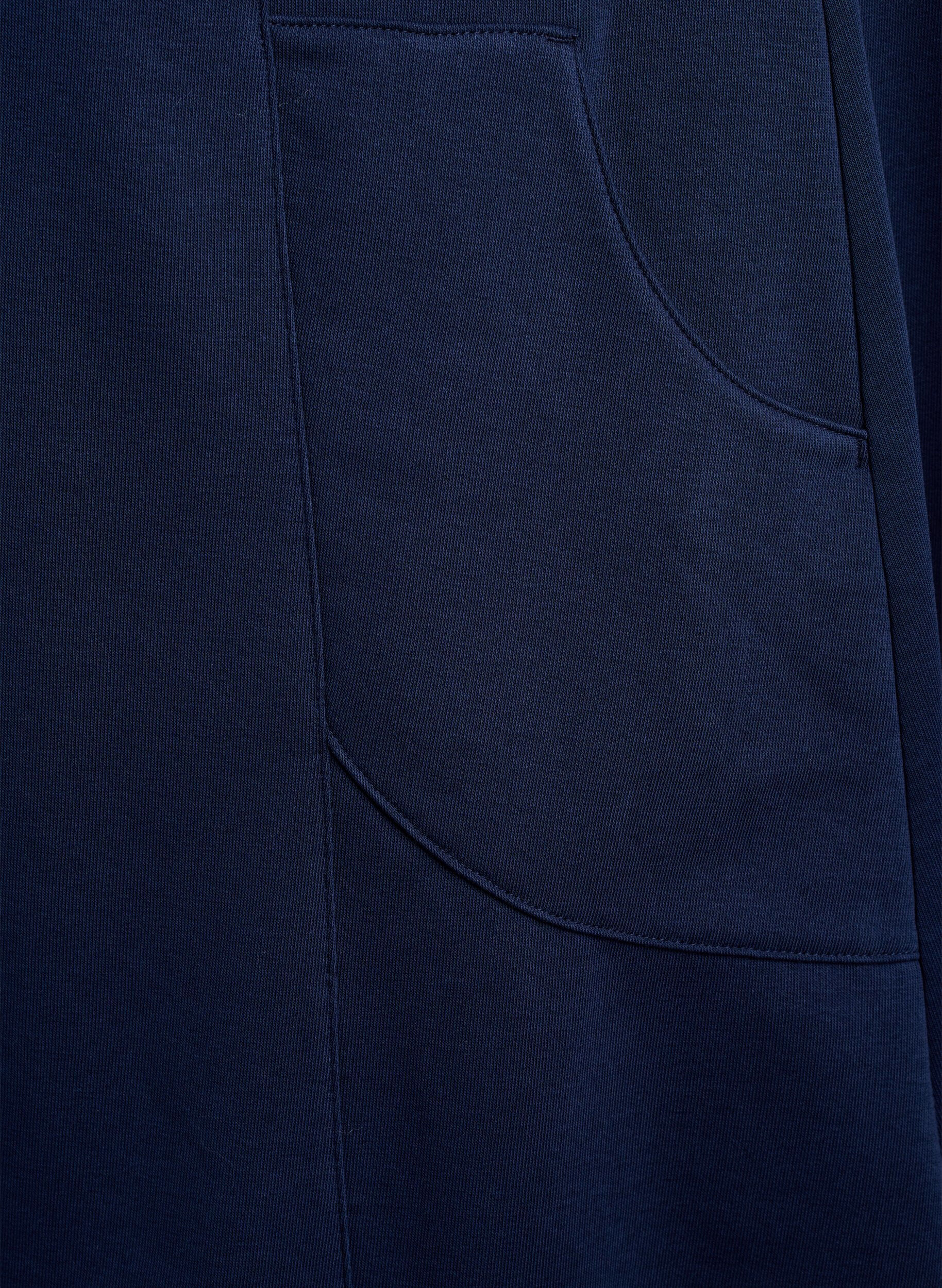 Zizzifashion Jersey dress with short sleeves and pockets, Blue, Packshot image number 3