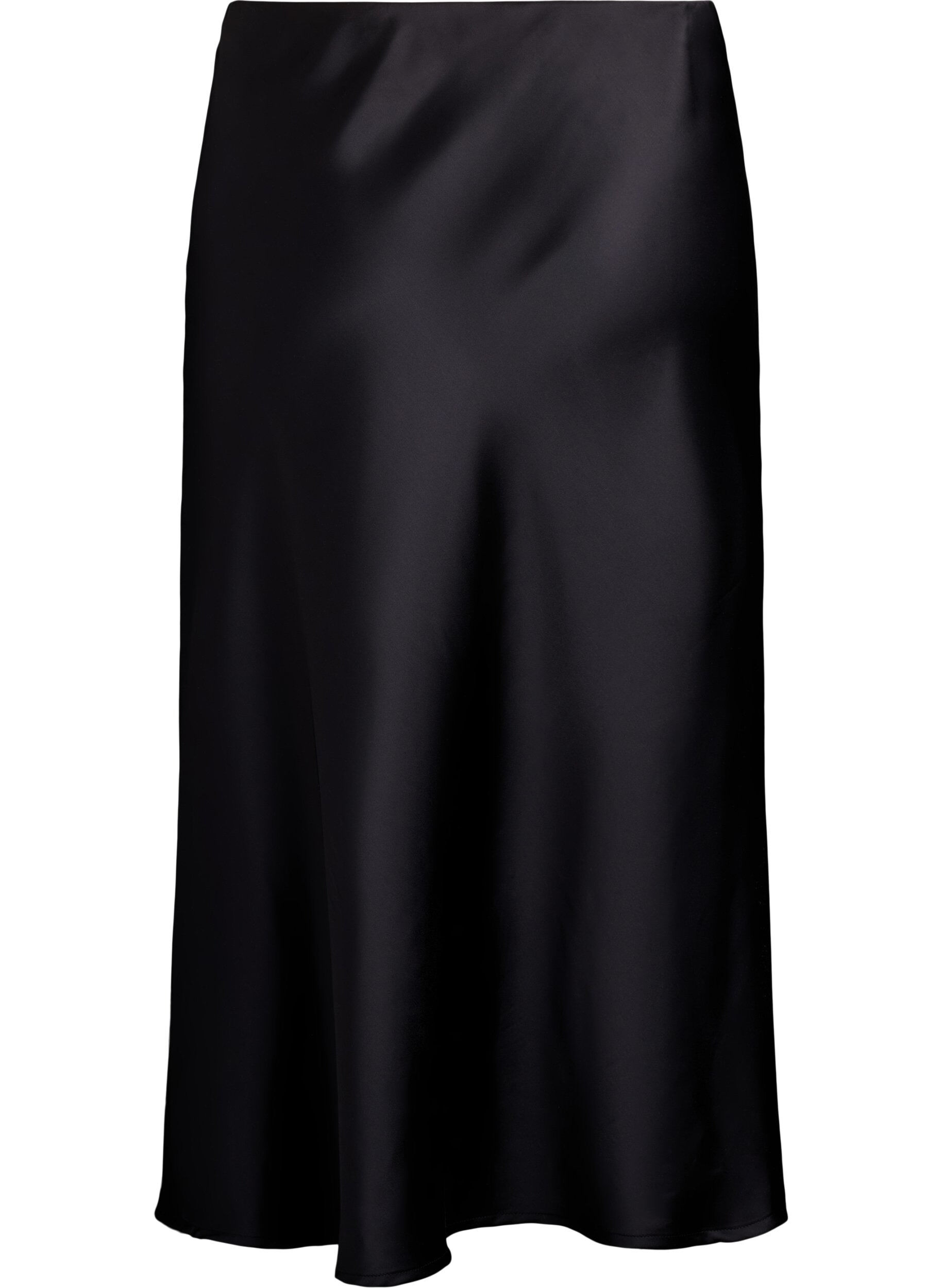 Zizzifashion Satin midi skirt, Black, Packshot image number 1