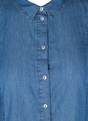 Denim shirt dress with short sleeves, Medium Blue denim, Packshot image number 2