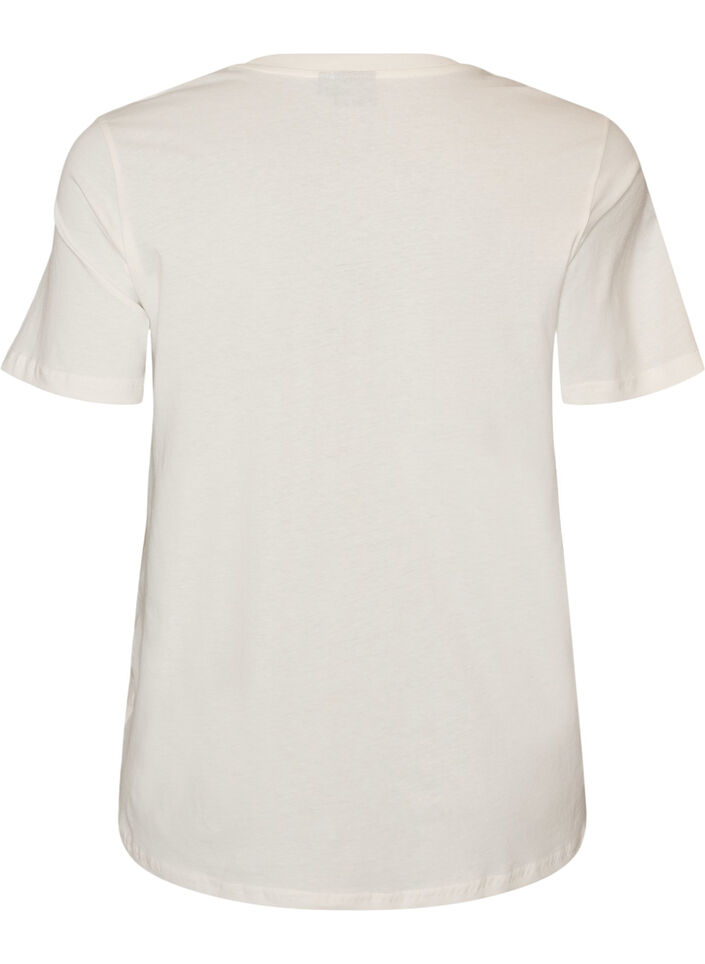Cotton T-shirt with print, White, Packshot image number 1