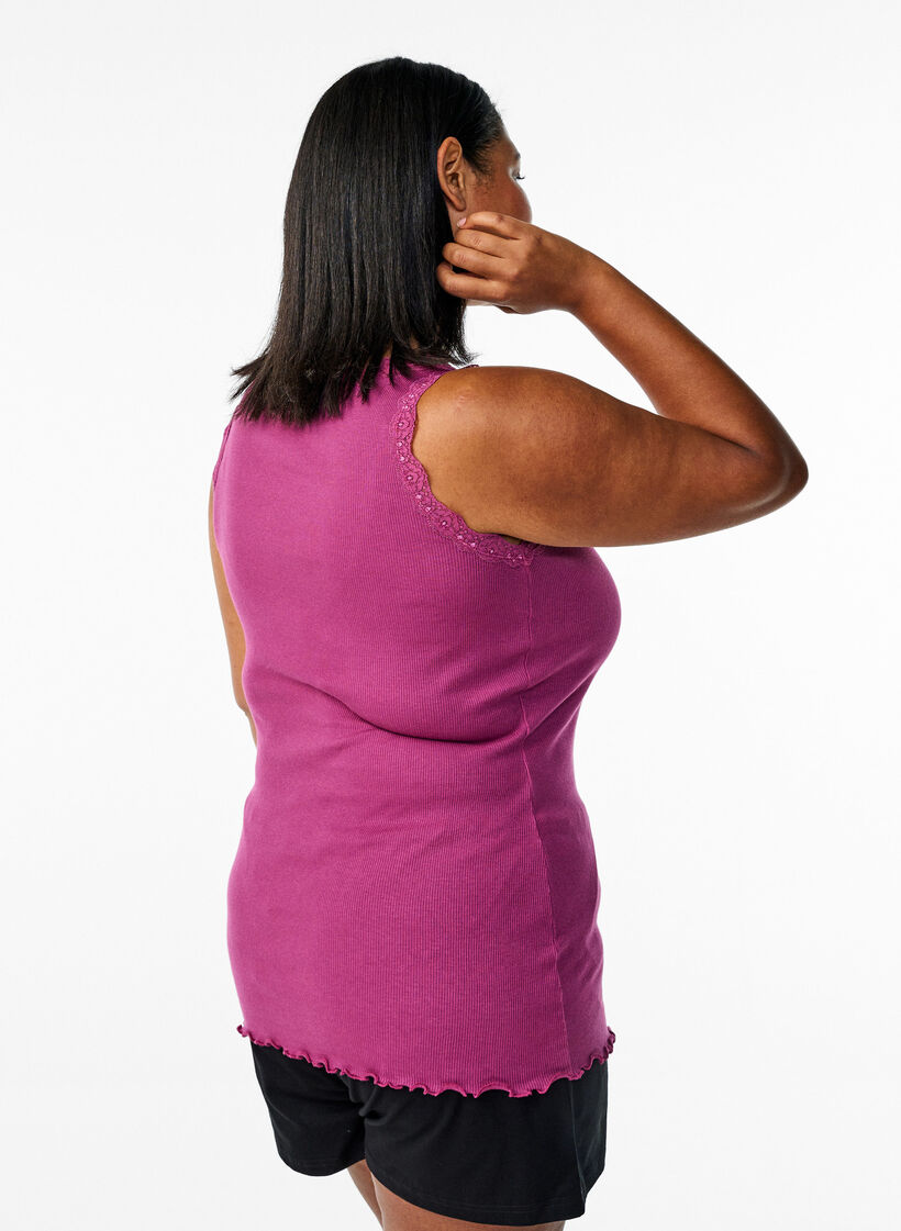 Top with lace trim, Red, Model image number 2