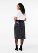 Faux leather skirt with a front slit, Black, Model image number 1