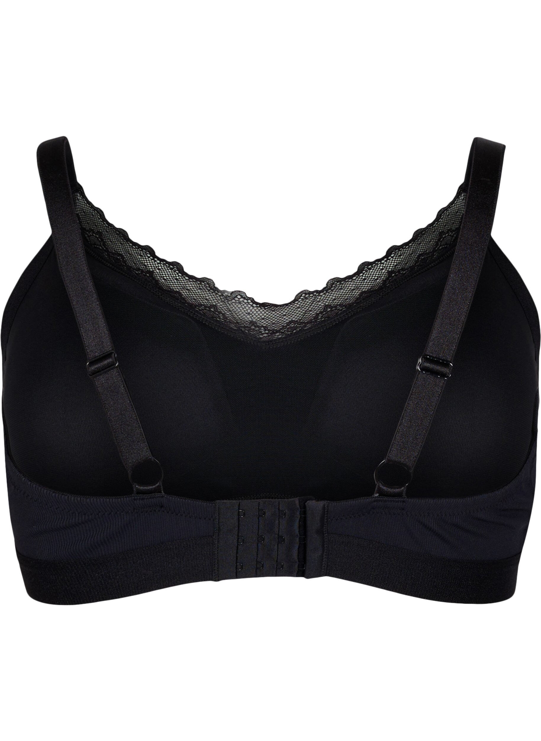 Zizzifashion Ribbed bra with lace, Black, Packshot image number 1