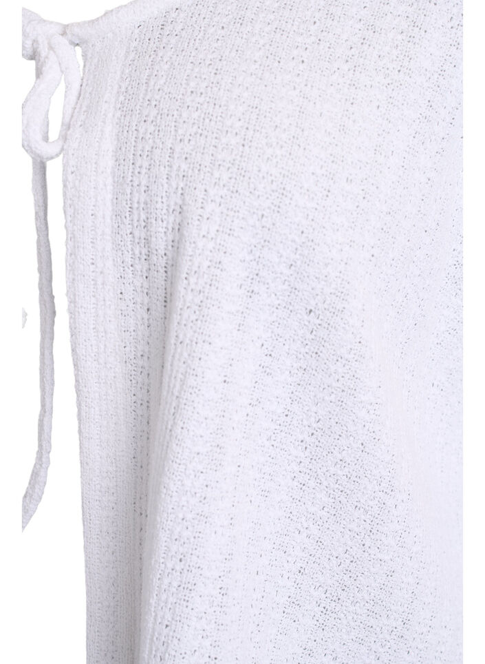 Jersey cardigan with texture and tie front, White, Packshot image number 2