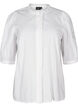 Shirt blouse with ruffles and broderie anglaise, White, Packshot image number 0