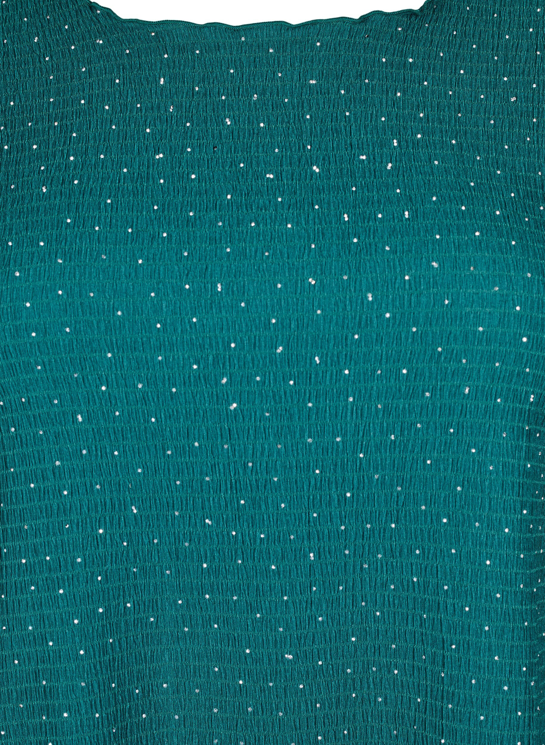 Zizzifashion Long-sleeved blouse with rhinestones, Green, Packshot image number 2