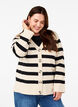 Striped knitted cardigan with V-neck, Birch w. Black, Model image number 0