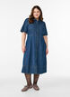 Denim shirt dress with short sleeves, Blue, Model image number 0