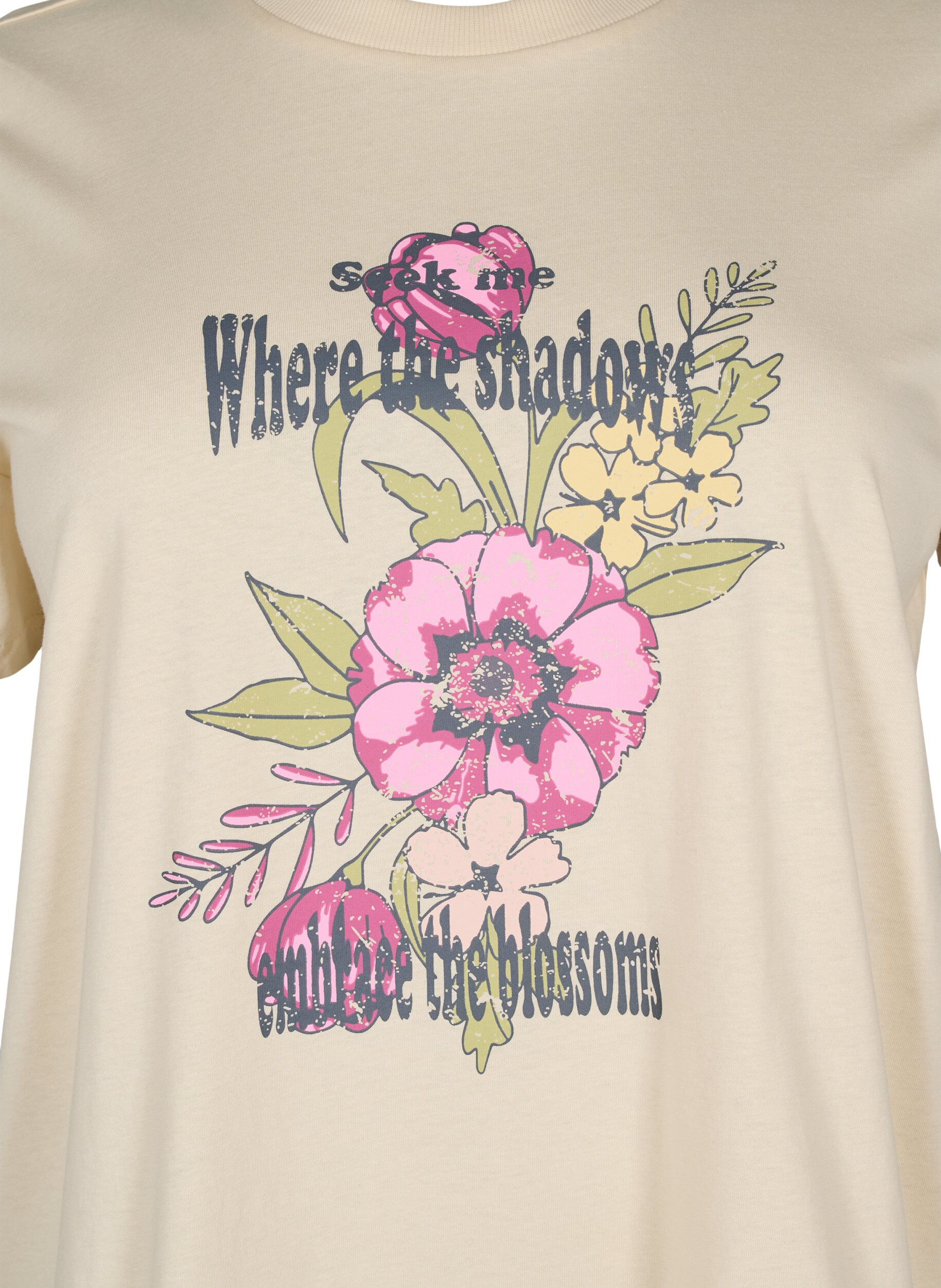 Zizzifashion Cotton T-shirt with print, Beige, Packshot image number 2