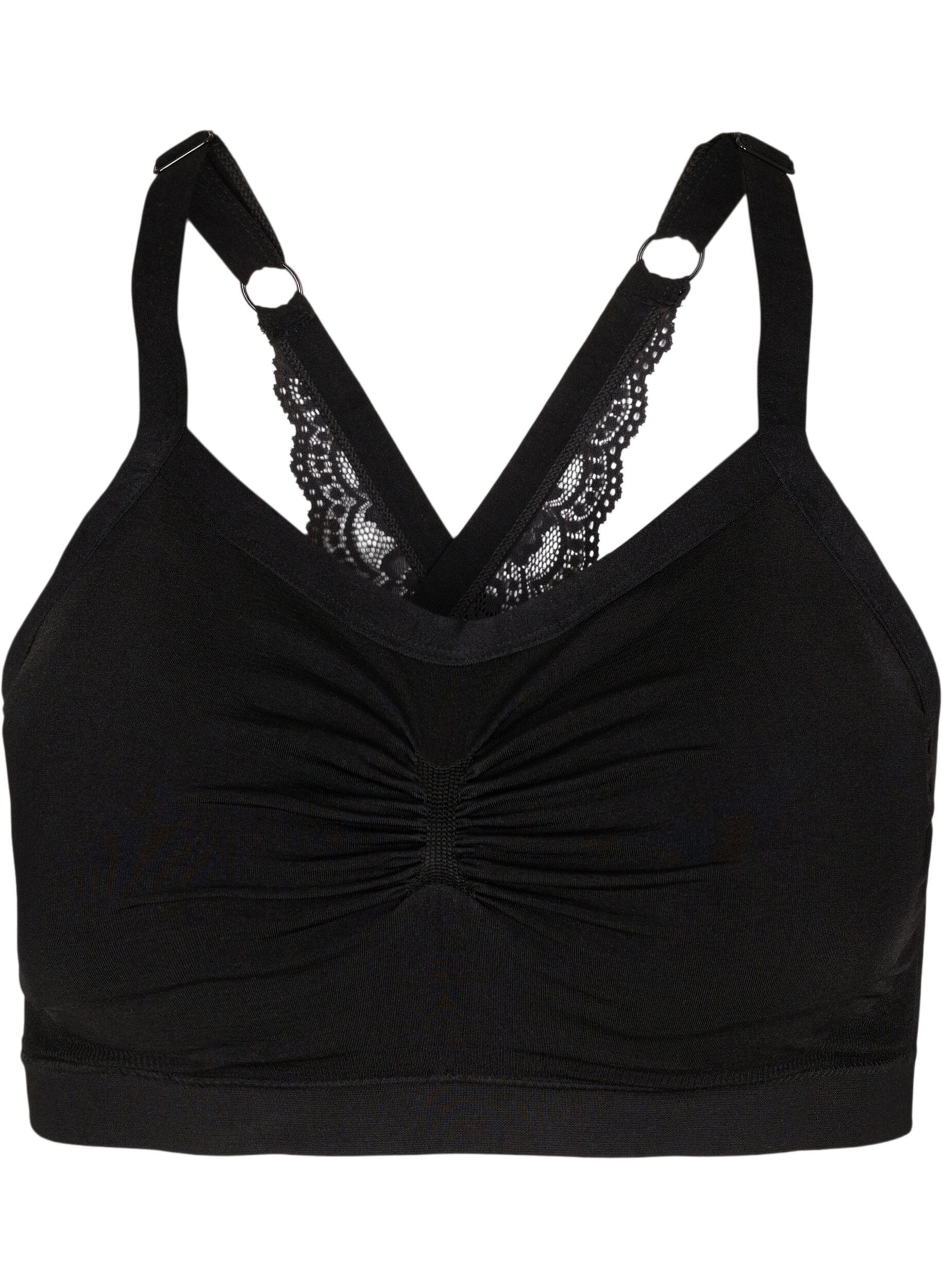 Zizzifashion Soft bra with lace back, Black, Packshot image number 0
