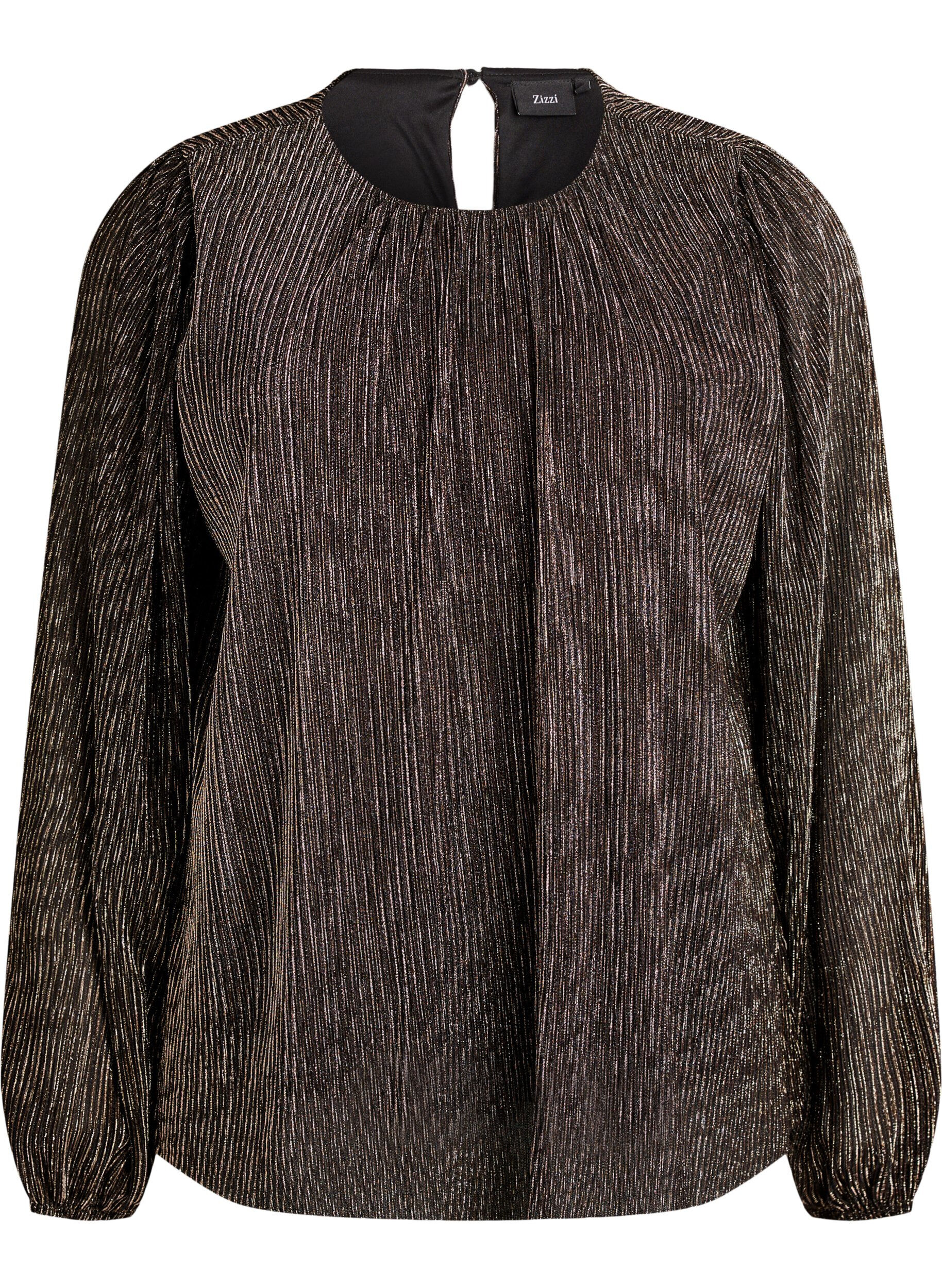 Party blouse with glitter stripes and long sleeves