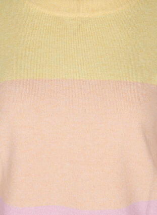 Striped knitted blouse with round neckline, Pale Banana Comb, Packshot image number 2