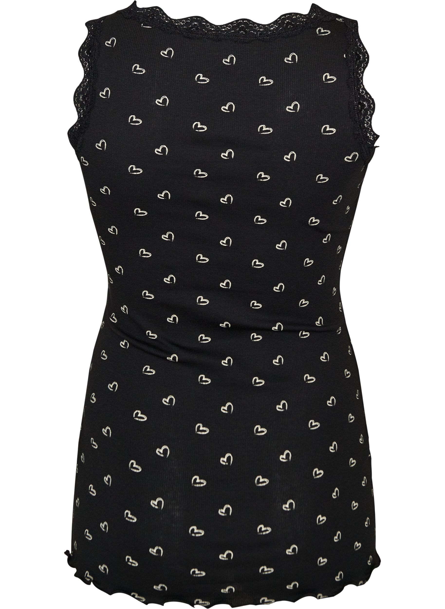 ZizzifashionTop with print and lace edge, Black, Packshot image number 1