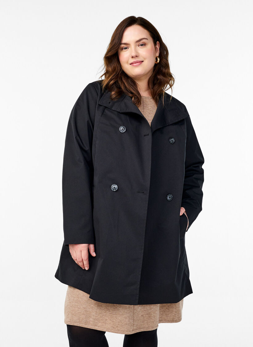 Water-repellent spring jacket with an A-line cut, Black, Model image number 0
