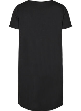 Short-sleeved nightdress in a cotton blend, Black, Packshot image number 1