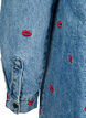 Loose denim shirt with embroidered lips, Light Blue Kiss, Packshot image number 4