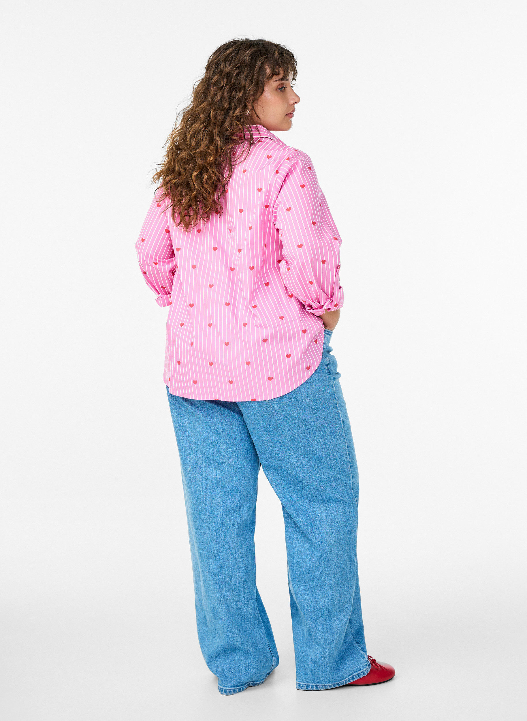 ZizzifashionWide leg jeans with high waist, Light Blue, Model image number 1